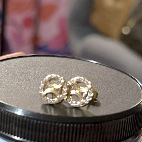 CELINE Gold and Rhinestone small buttons that have been turned into studs - Picture 7 of 15